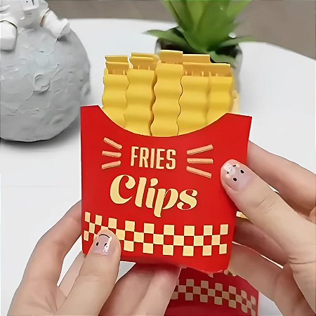 Kit 12 Prendedores Seladores de Embalagem Batata Frita Fries Clips
