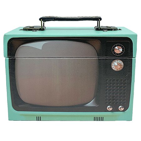Caixa Decorativa de madeira TV retrô - verde