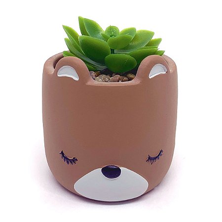 Vasinho Decorativo Urso planta suculenta artificial