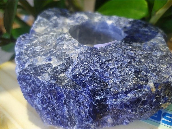 Porta Vela de Cristal Bruto - 100% Natural e Verdadeira - SODALITA