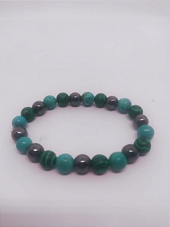 Pulseira de Pedras Naturais - 100PCento  Naturais e Verdadeiras - MALAQUITA + HEMATITA