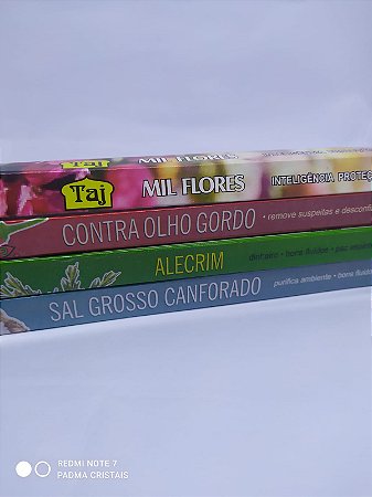 Incensos de Diversos Aromas - Caixinha com 7 Varetas em Cada - SAL GROSSO CANFORADO
