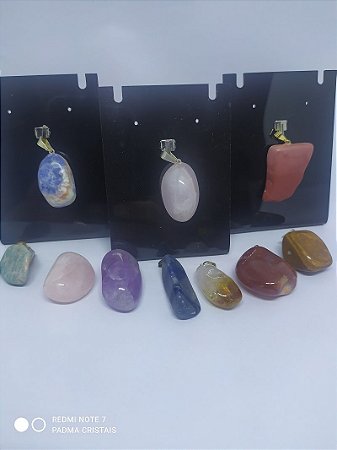 Pingente de Pedra Rolada - QUARTZO ROSA