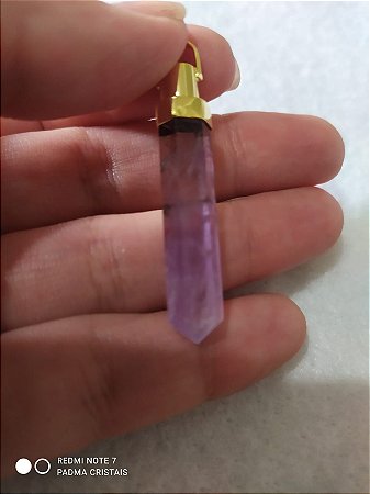 Pingente de Ponta de Ametista - Banhado a Ouro - Pedra Natural e Polida