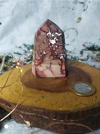 Ponta de Cristal Gerador - Jaspe Mokaita / Sanguínea 143  Gramas - Sextavado