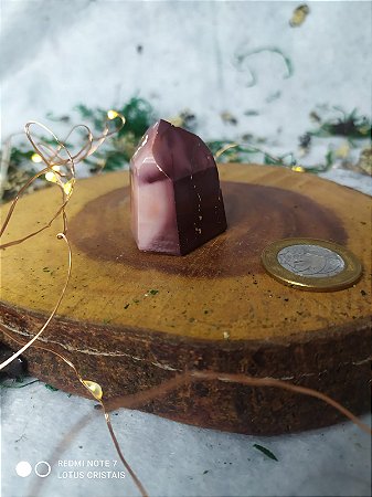 Ponta de Cristal Gerador - Jaspe Mokaita / Sanguínea 40  Gramas - Sextavado