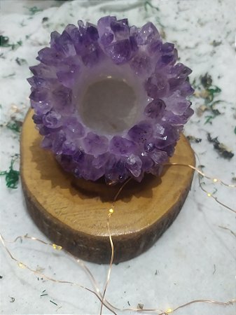 Porta Vela de Cristal Bruto - 100% Natural e Verdadeira - AMETISTA