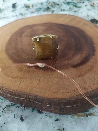 Anel de Olho de Tigre Regulavel - Maravilhoso Anel de Pedra Natural - Serve em Todos os Tamanhos de Dedo