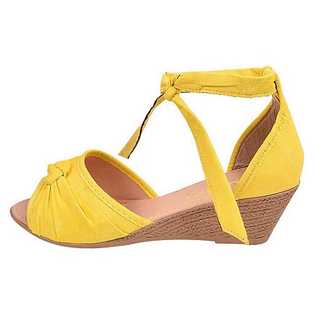 Sandália Chiquiteira Anabela Bico Aberto Nó Amarelo WLN - Presente nos  maiores marketplaces!