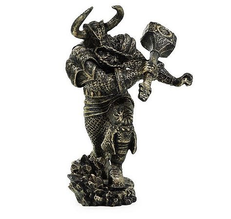 Estatua Resina Thor Mitologia Nordica Martelo Trovão Força