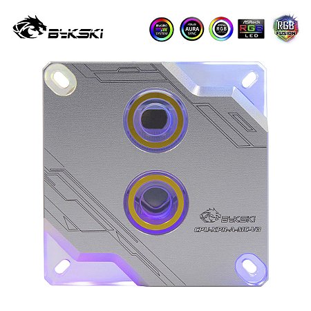CPU Block Bykski Intel XPR-A-MC-V3 Prata RGB 5v para Water Cooler Custom