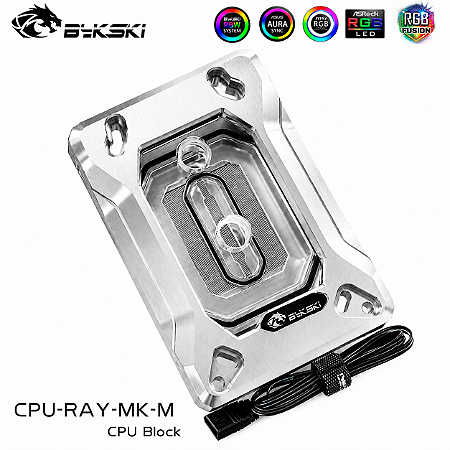 CPU Block Bykski AMD RAY-MK-M RGB 5v Prata para Water Cooler