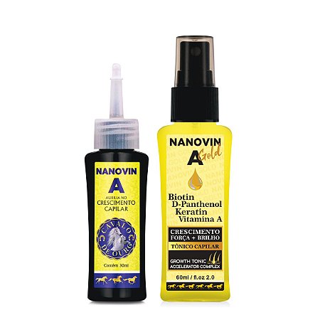 KIT DE CRESCIMENTO CAPILAR - NANOVIN A 30 ml e NANOVIN GOLD 60 ml