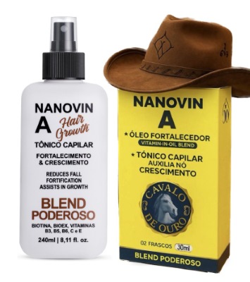 Tônico Poderoso para Queda de Cabelo Nanovin A 240 ml + Dupla Casal 20 ( 2 x 30 ml )