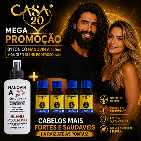 🎁 Leve 5 Produtos: 1 Tônico 240 ml + 4 Óleos Blend 30 ml– Economia Gigante