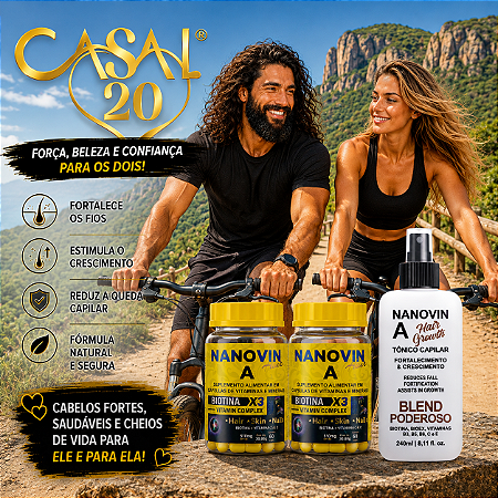 🔥 Cabelo Cresce Rápido: Kit Completo Nanovin A (2 Vitaminas de 60 und + Tônico 240ml)