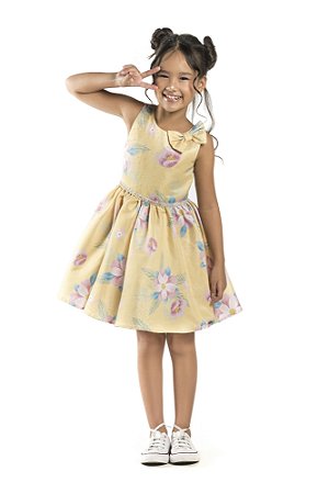 Vestido Málagah Floral Laço Amarelo