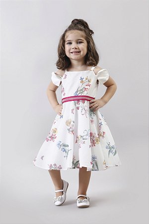 Vestido Bambollina Off White Flores