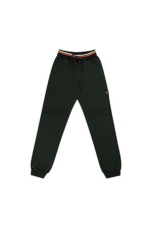 Calça Moletom Biogás Junior Verde Cós Listrado