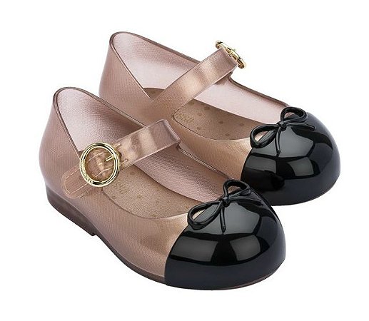 Sandália Mini Melissa Sweet Love Cap Toe BB Rosa Transparente