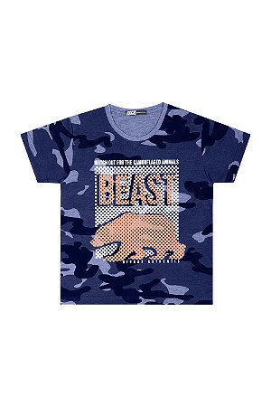 Camiseta Biogás Jr Urso Camuflada Azul