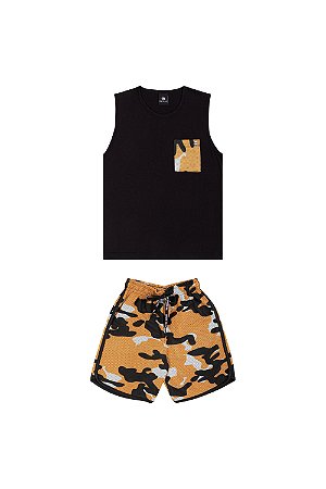 Conjunto Biogás Jr Camuflado Preto