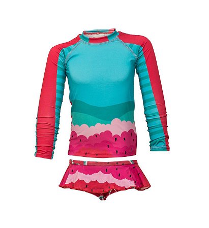 Conjunto Biquini e Camiseta Solar Panda Pool Melancia