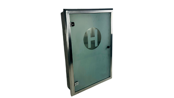 Caixa de Hidrante Inox Embutir com Porta de Vidro - 90x60x17cm