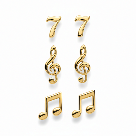 Trio de brincos notas musicais folheado a ouro 18k