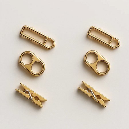 Trio de brincos lacre, pregador e clips folheado a ouro 18k
