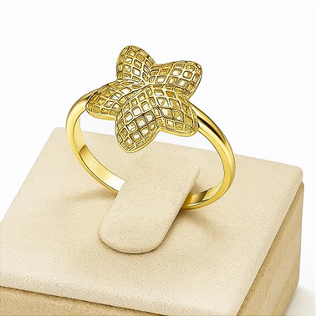 Anel estrela folheado a ouro 18k