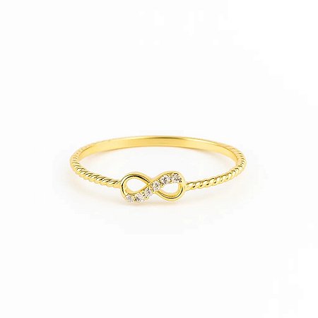 Anel infinito cravejado com zircônia folheados a ouro 18k