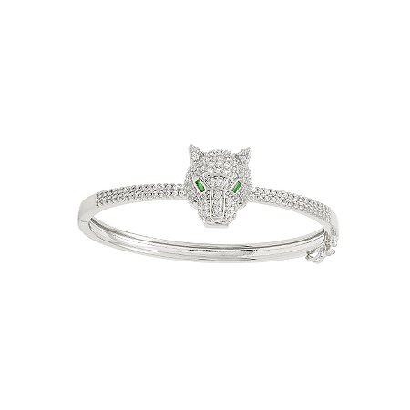 Bracelete de Tigre Banhado em Ródio Branco