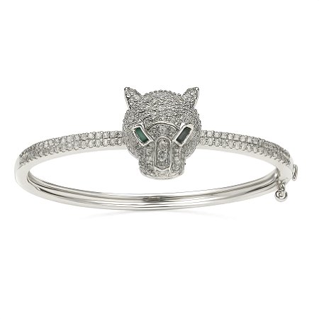 Bracelete de Tigre Banhado em Ródio Branco