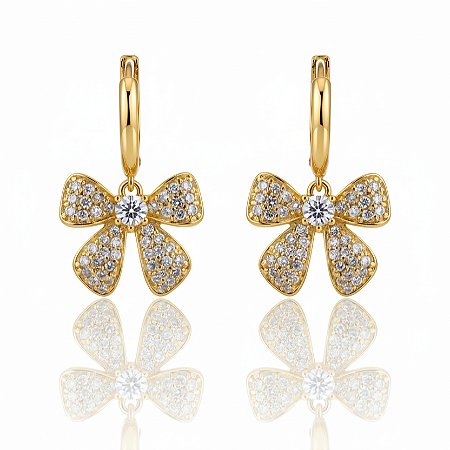 Brinco de argola laço folheado a ouro 18k