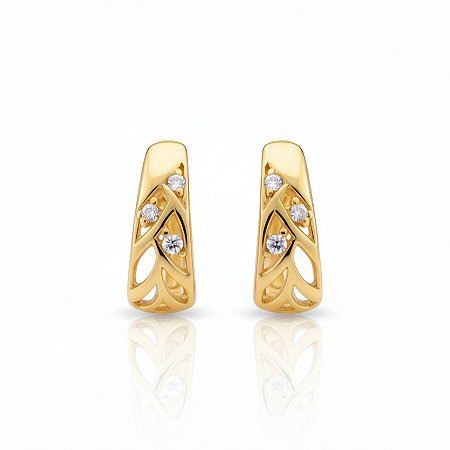 Brinco com Detalhe Vazado Folheado em Ouro 18k