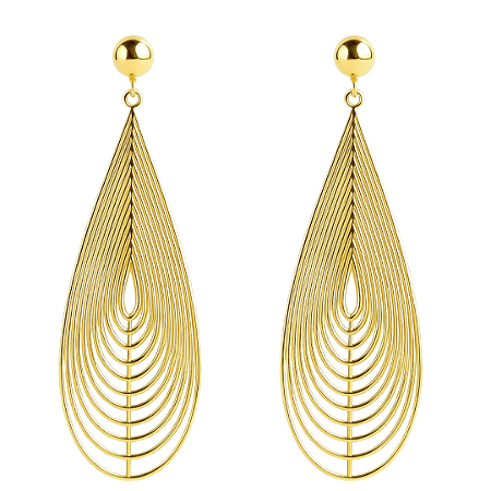 Brinco Grande com Detalhe Vazado de Pena Folheado a Ouro 18k