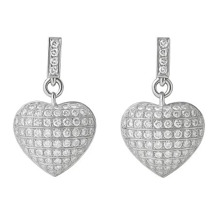 Brinco de Coração Cravejado com Zircônias Folheado em Ródio Branco