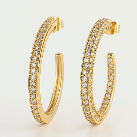 Brinco Argola Grande Torcida Folheada a Ouro 18k