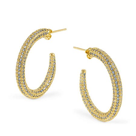 Brinco Argola Grande Torcida Folheada a Ouro 18k