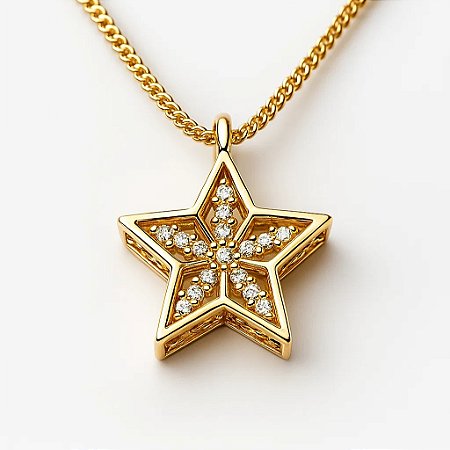 Colar com Pingente Estrela Folheado a Ouro 18k
