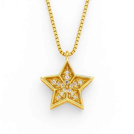 Colar com Pingente Estrela Folheado a Ouro 18k
