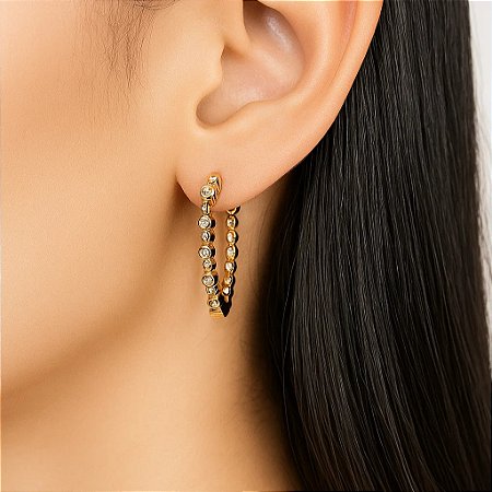 Argola Design Coração Folheada a Ouro 18k