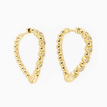 Argola Design Coração Folheada a Ouro 18k