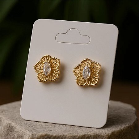 Brinco com Design de Flor Folheado a Ouro 18k