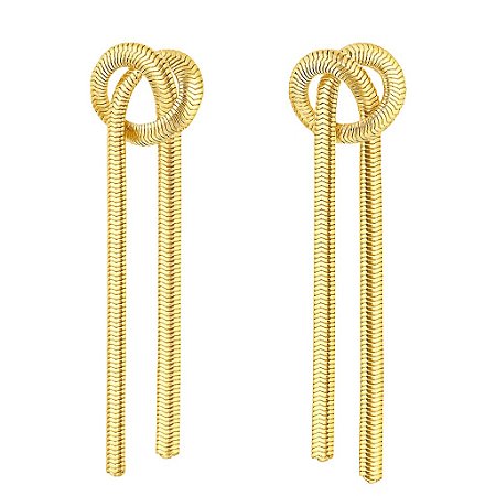 Brinco Nó Design Orgânico Banhado a Ouro 18K