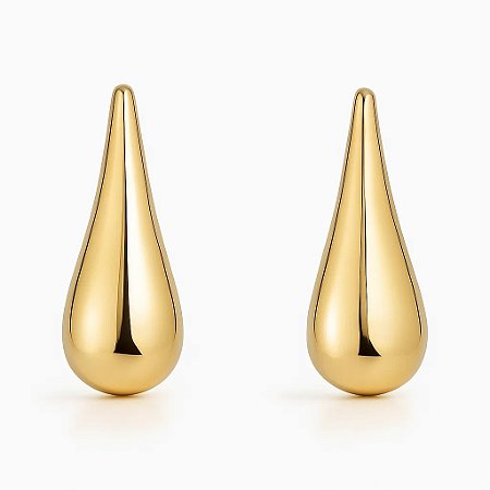 Brinco Gota Orgânico Banhado a Ouro 18k