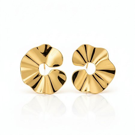 Brinco Flor Orgânica Banhado a Ouro 18k