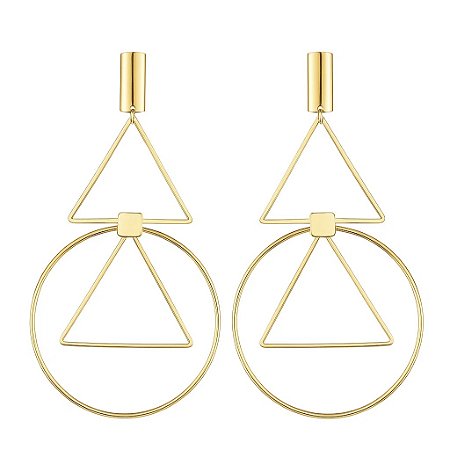 Brinco Geométrico Maxi Banho de Ouro 18k