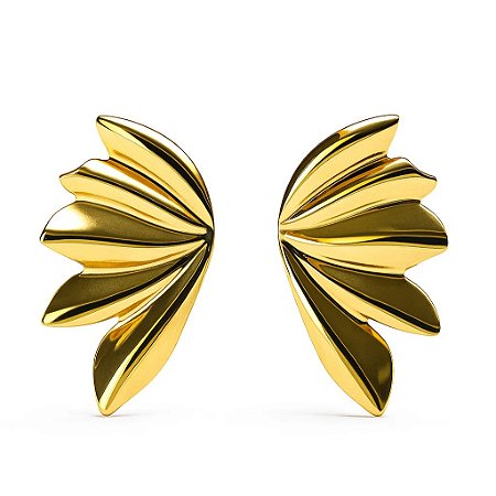Brinco Folha Esculpida Banhado em Ouro 18k